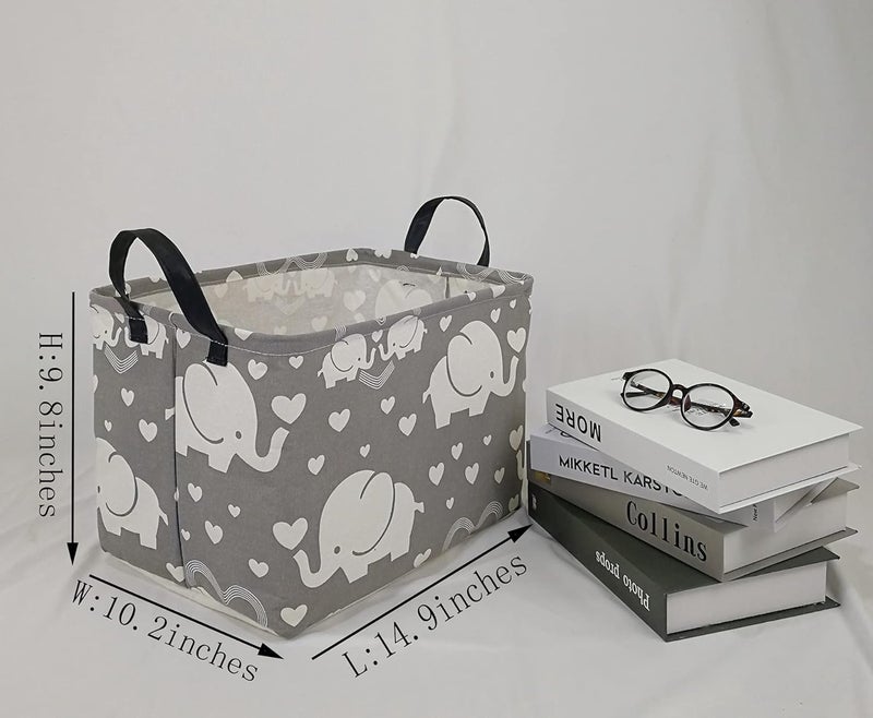 DUYIY Elephant Print Canvas Storage Basket - Image 2